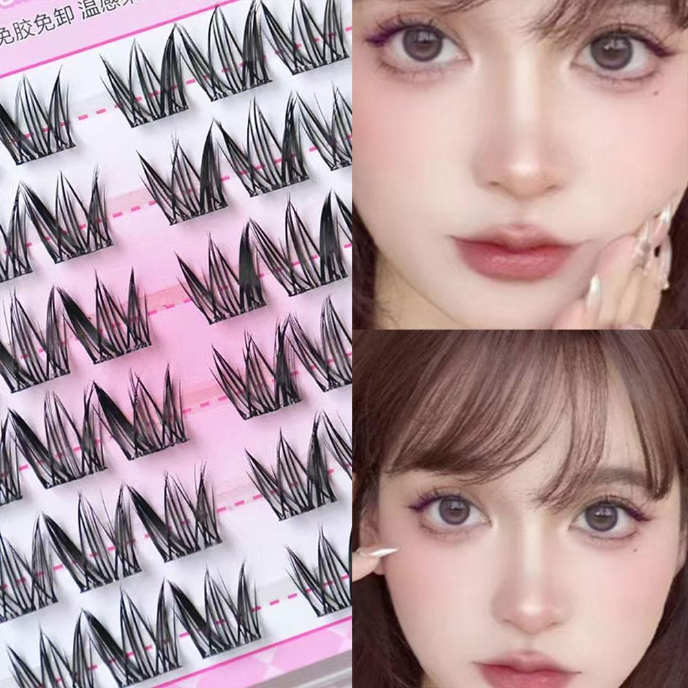 Natural Look Glue-free False Eyelashes Press On Segmented Eyelashes  Women's Beauty