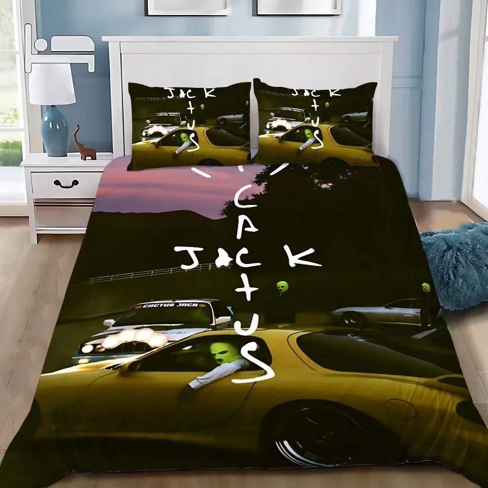 Duvet Pillowcase Bedding Set Adult Boy T-Travis Scott Cactus Jack Bedroom Decoration Children Single Double Large Gift Size