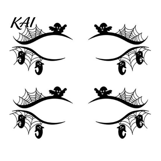 Non Residue Face Stickers 2 Pairs Halloween Eye Tattoo Stickers, Waterproof Temporary Decals with Water Transfer Skin Pumpkin Bat Spider Web,