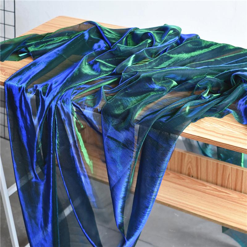 Лазерный кристалл синяя градиентная сетка марля дизайнерская ткань мягкая пряжа кружевная вуаль ткань для самостоятельного шитья платье юбка сценическая одежда ханьфу