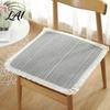 Thin Cushion for Student Chair Cotton Linen Pad Striped Plaid Dining Mat with Lace Trim Pastoral Style Breathable Seat Pad Ties Office Barstool