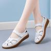 Summer New Women's Sandals Large Size Hollow Hole Shoes Genuine Leather Mother Shoes Women's Singles Shoes Breathable Nurse's White Shoes