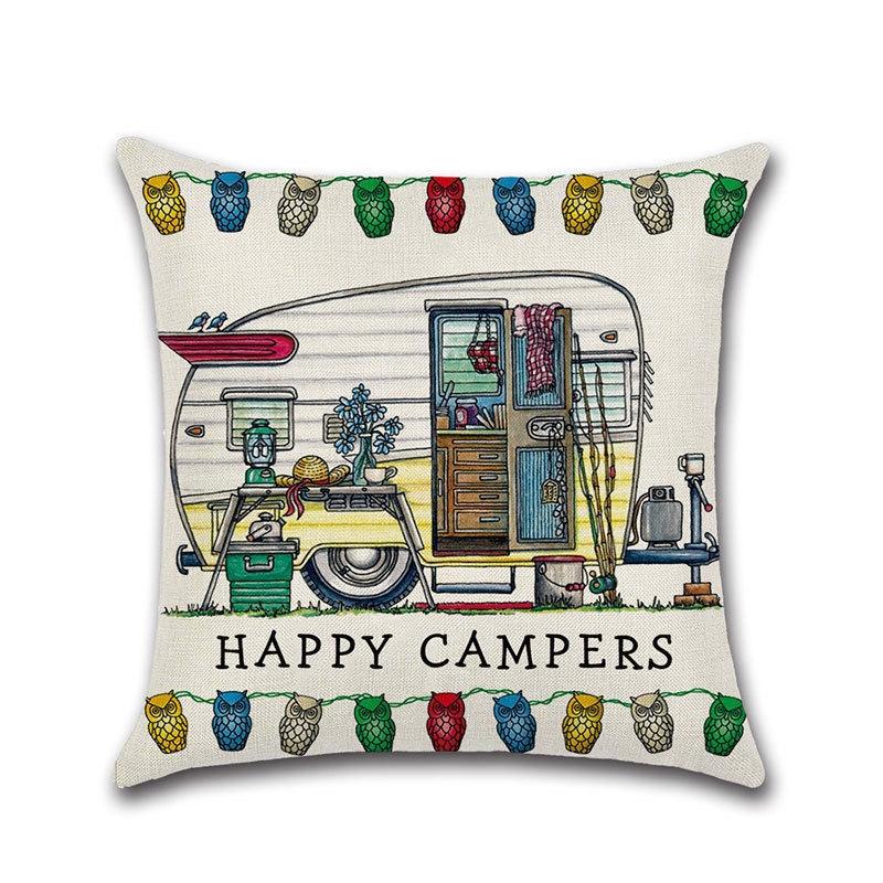 Декоративная наволочка на подушку-плед для дивана Happy Campers, идеально подходящая для домашнего декора