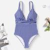 Летний монокини с V-образным вырезом, открытой спиной, цельный купальник-бикини с полосатым принтом, быстросохнущий, облегающий, облегающий, контурирующий фигуру монокини