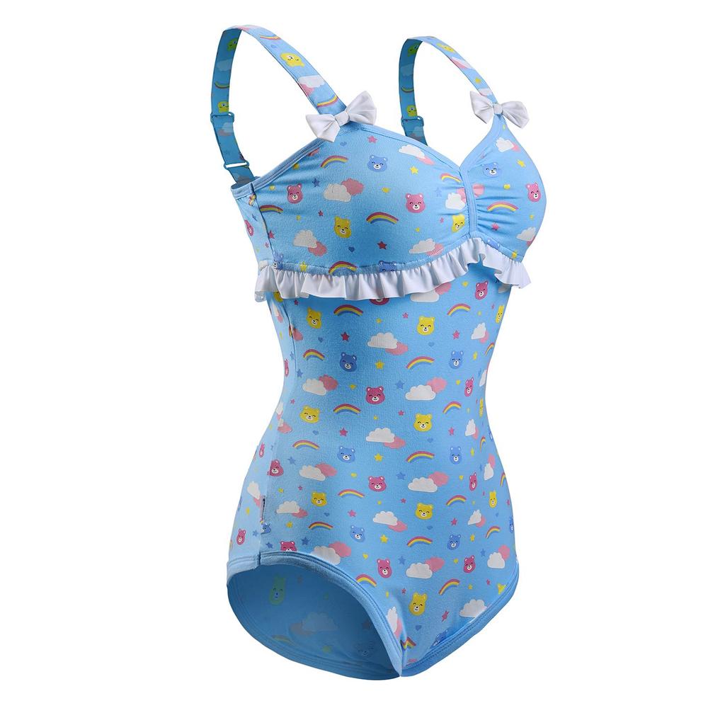 LittleForBig Взрослый ромпер майка [Мишки Тедди] Камисоль с бантом, Хлопковая пижама, Синий, Размер S