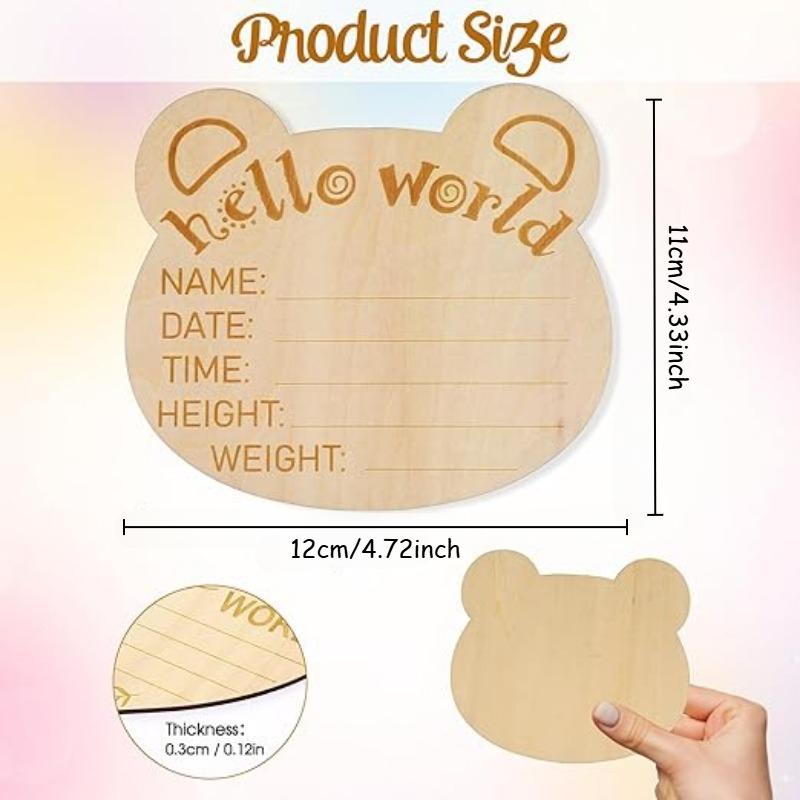 Wooden Baby’s First Year Picture Frame Bear-Shaped Baby Keepsake Poster Frame 12 Month Milestone Board Newborn Calendar