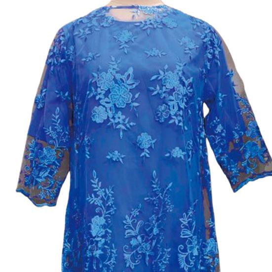 1 Set Elegent Beauty Lady Dress Plus Size Midi Cover Up Dress Embroidery Lace Flower O-neck High-Waist 44624 Sleeve Lady