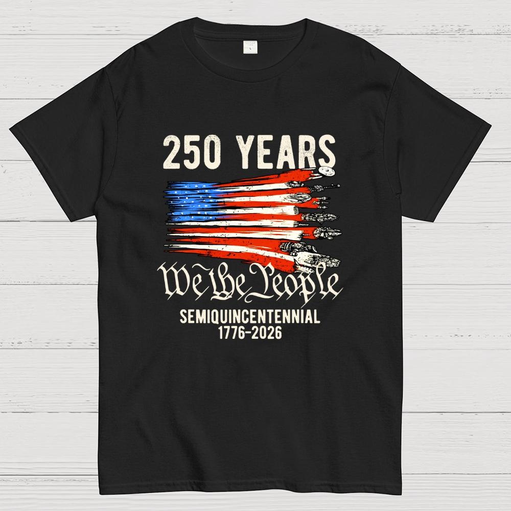 America 250th Anniversary We The People Sci-Fi Rebels Flag Art print Cotton Casual Cool Loose T-Shirt