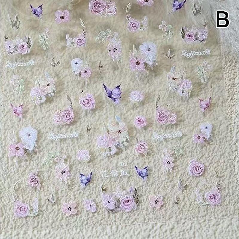 1 шт. 5D рельефные наклейки для ногтей с цветами, лепестки, шармы для ногтей, художественное украшение, самоклеящаяся наклейка, аксессуары для нейл-арта