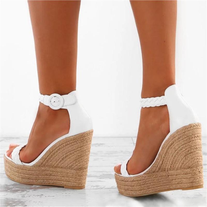 Fashion Golden White Summer Sexy Platform Shoes Wedges Sandals High Heel Fashion Open Toe Elevator Women Pumps Sandals Plus Size 34-43