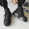 Hight Quality Classic British Street Style Leather Boots For Men Solid Black Hombre Daily Casual Dress Height Increasing Shoes