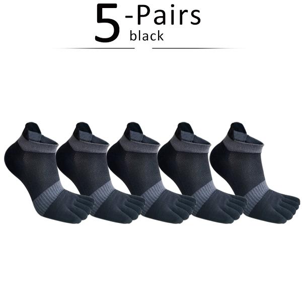 5 Pairs 5 Finger Socks Large Size Cotton Striped Mesh Bright Color Sweat-Absorbing Fitness Marathon Bike Sport Toe Plus Socks