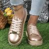 Solid Color Round Toe Warm Flat Shoes Autumn and Winter Fashion New Shallow Mouth Casual and Comfortable Women's Lace-up Shoes