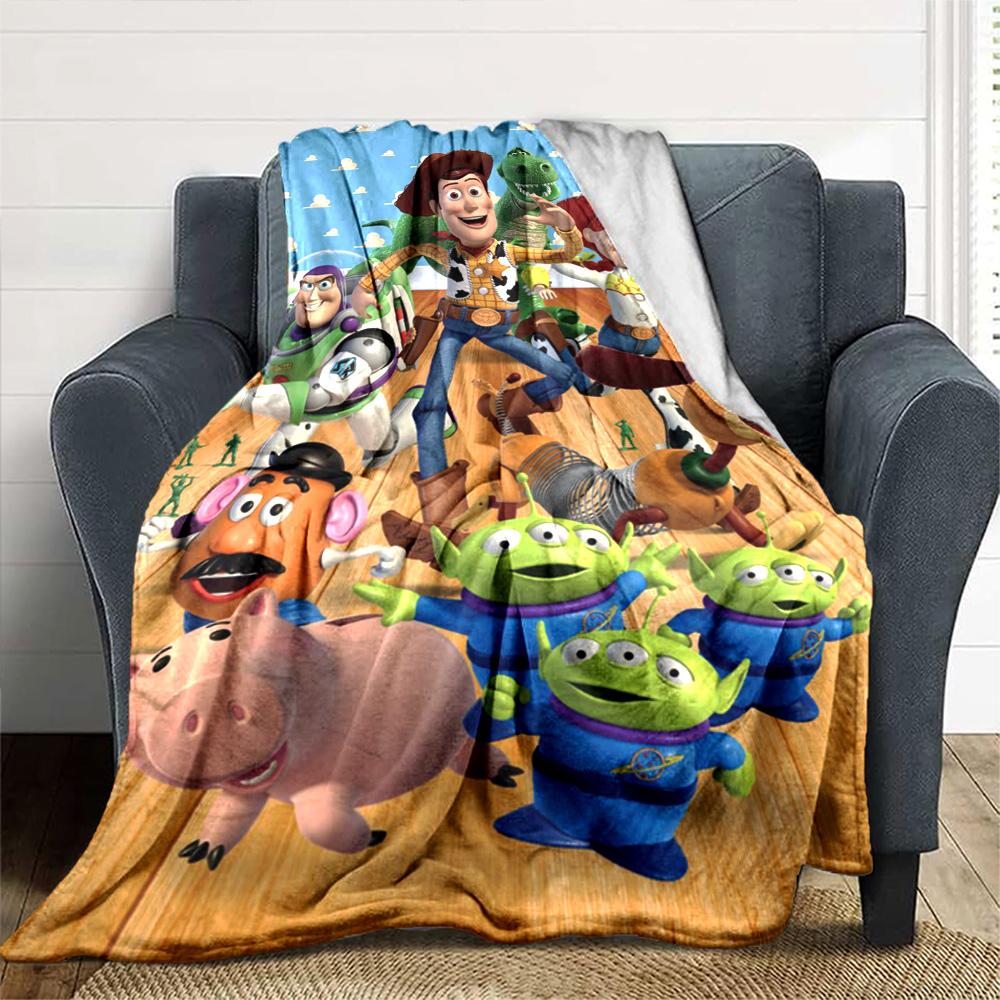 Toy Story Characters Flannel Blanket Super Soft Warm Cozy Blanket For Sofa Bed Office Travel Allseason Home Decor Gift