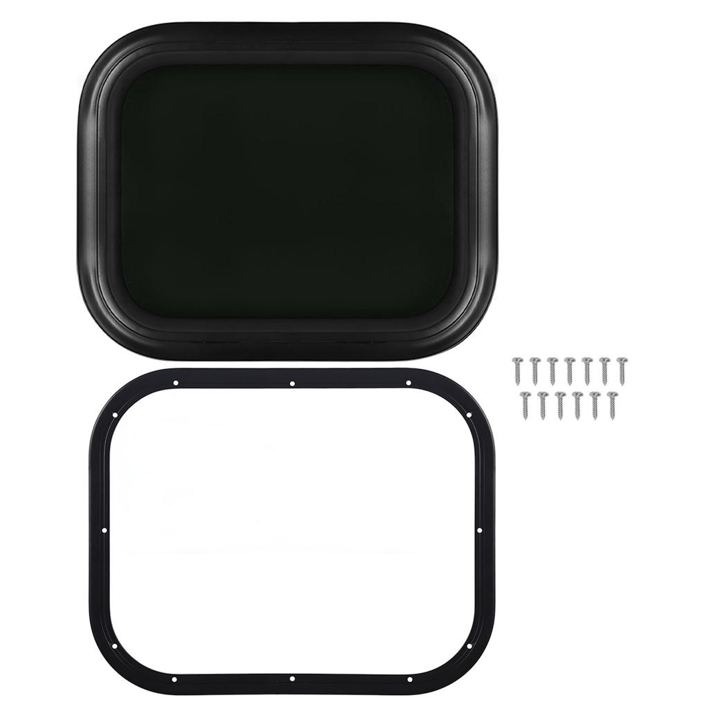 RV Window Black Aluminum Alloy Frame Waterproof Tempered Glass Round Corner RV Fixed Windows for Camper Caravan 33‑38mm
