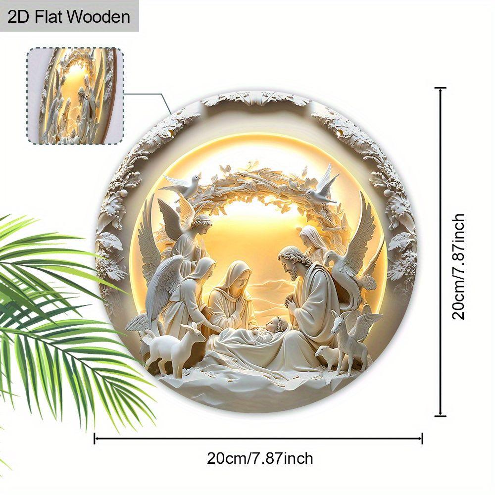 Подвеска «Святая ночь», украшение для стен или дверей дома, плоская деревянная 2D, рождественское украшение, подарки для друзей и семьи