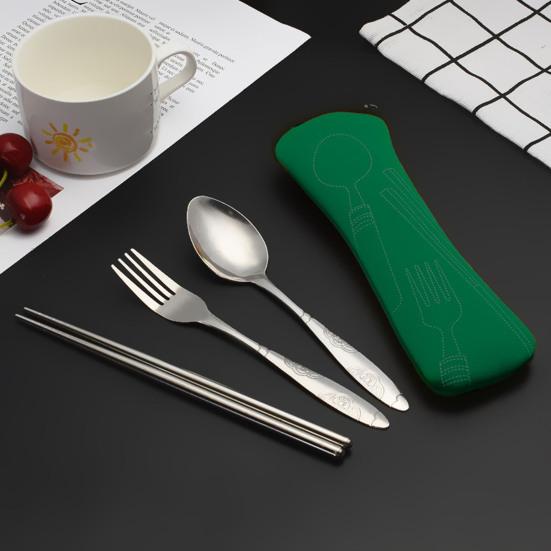 Набор столовых приборов с сумкой на молнии, набор дорожной посуды из нержавеющей стали, вилка, ложка, палочки для еды, прочный чехол для хранения для домашнего ресторана, на открытом воздухе