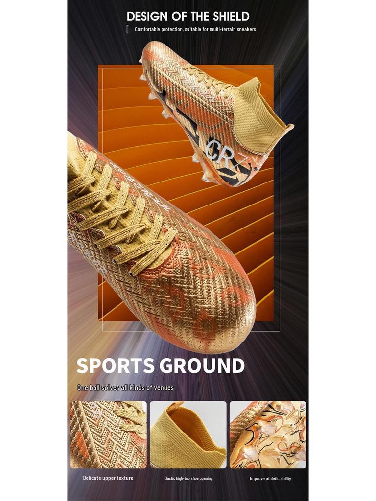 Унисекс высокие футбольные бутсы для искусственного покрытия с длинными шипами, подходят для школьников и взрослых, идеально подходят для тренировок и матчей.