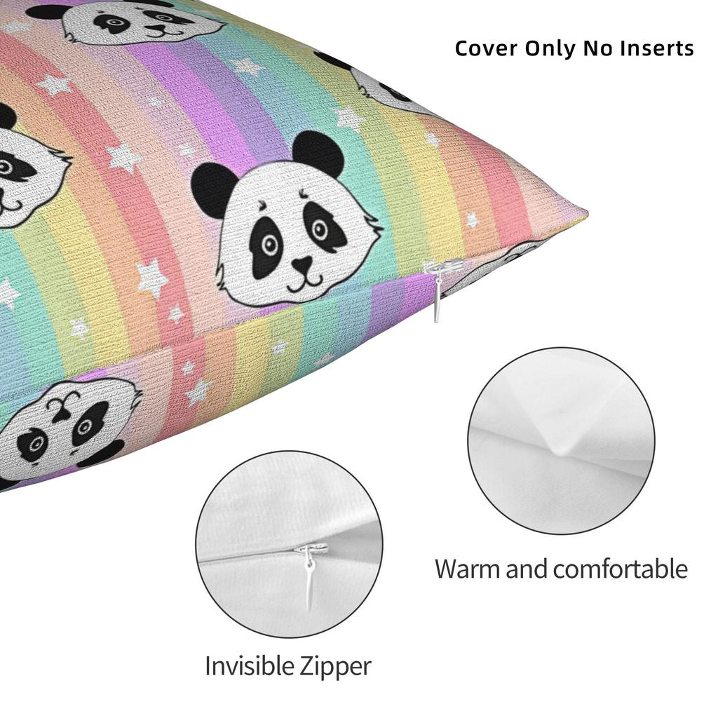 Panda Fuzzy Pandas Stuffed Animal Square Pillowcases Polyester Living Room Cushion Cover Cute Home Decoration Pillow Cover 40*40