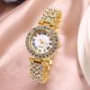 Luxury Women's Wristwatch Silver Watch Bracelet Set Trendy Rhinestone Quartz Watches  Festival Gift