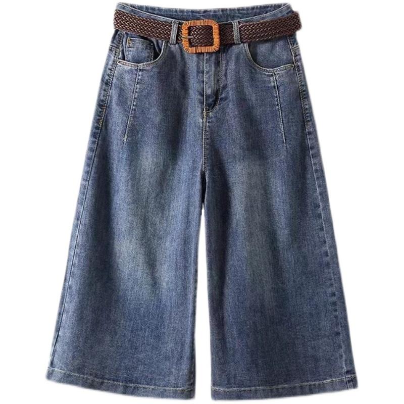 Женские джинсовые шорты весна/лето свободные универсальные джинсы капри брюки Harajuku широкие брюки большие размеры корейские повседневные брюки