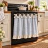 Ruffle Trim Bow Tie Oven Cover Curtain Plaid Floral Print Rustic Oven Decor Curtain  Home Decor