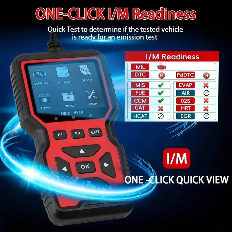 V519 OBD2 Сканер - Ручной Тестер Проверки и Диагностики Неисправностей Автомобиля с Отображением Данных в Реальном Времени, Тестом Аккумулятора и Другими Функциями - Питание от USB