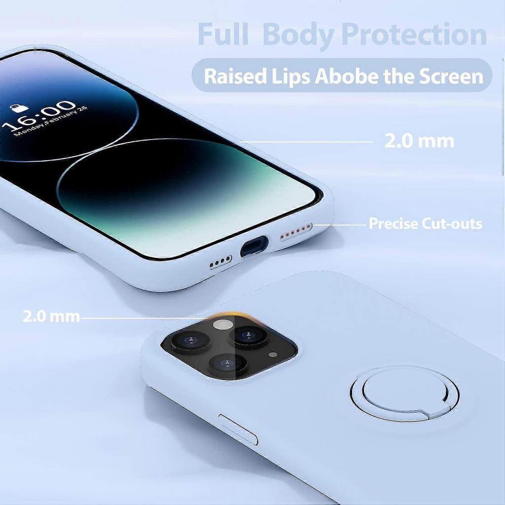 Compatible With Iphone 14 Pro Max Case With Ring Kickstand | Liquid Silicone | Microfiber Linner |anti-scratch Full-body Shockproof Protective Cases F