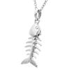 [Shinjuku Gin No Kura] Fishbone Silver 925 Necklace with Chain Charm Fish Bone Silver
