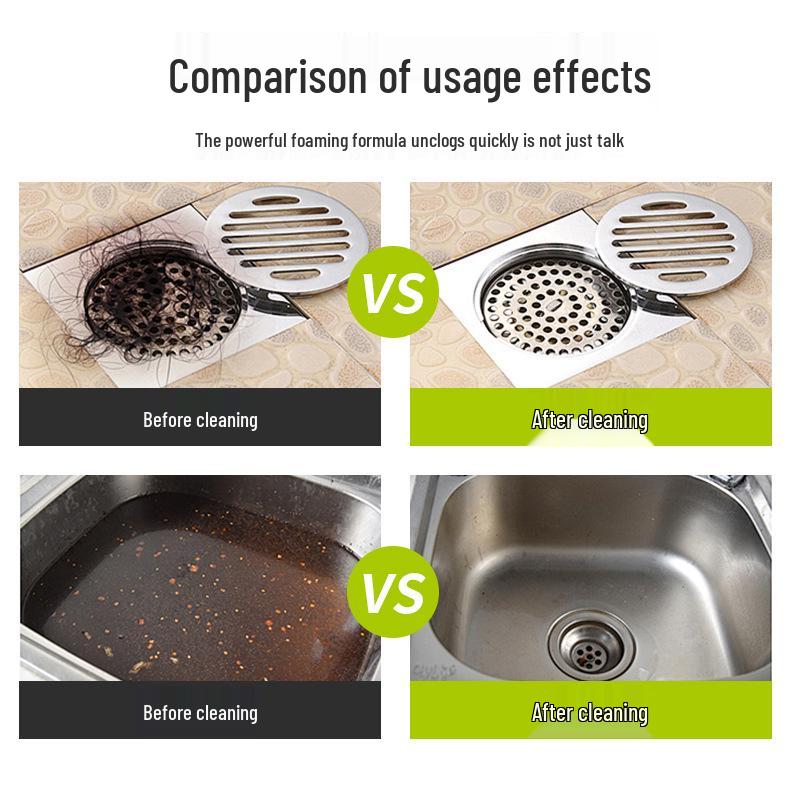 Мощное средство для прочистки труб с активным кислородом - Растворяет и дезодорирует для дезинфекции ванной комнаты, кухни и туалета