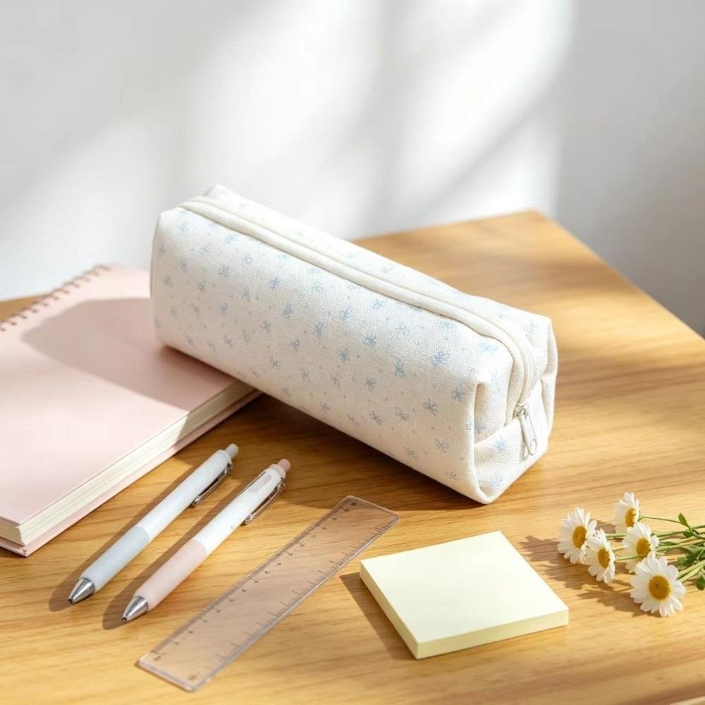 Zipper Closure Pencil Pouch Large Capacity Pen Bag Ins Style Stationery Storage Bag Students