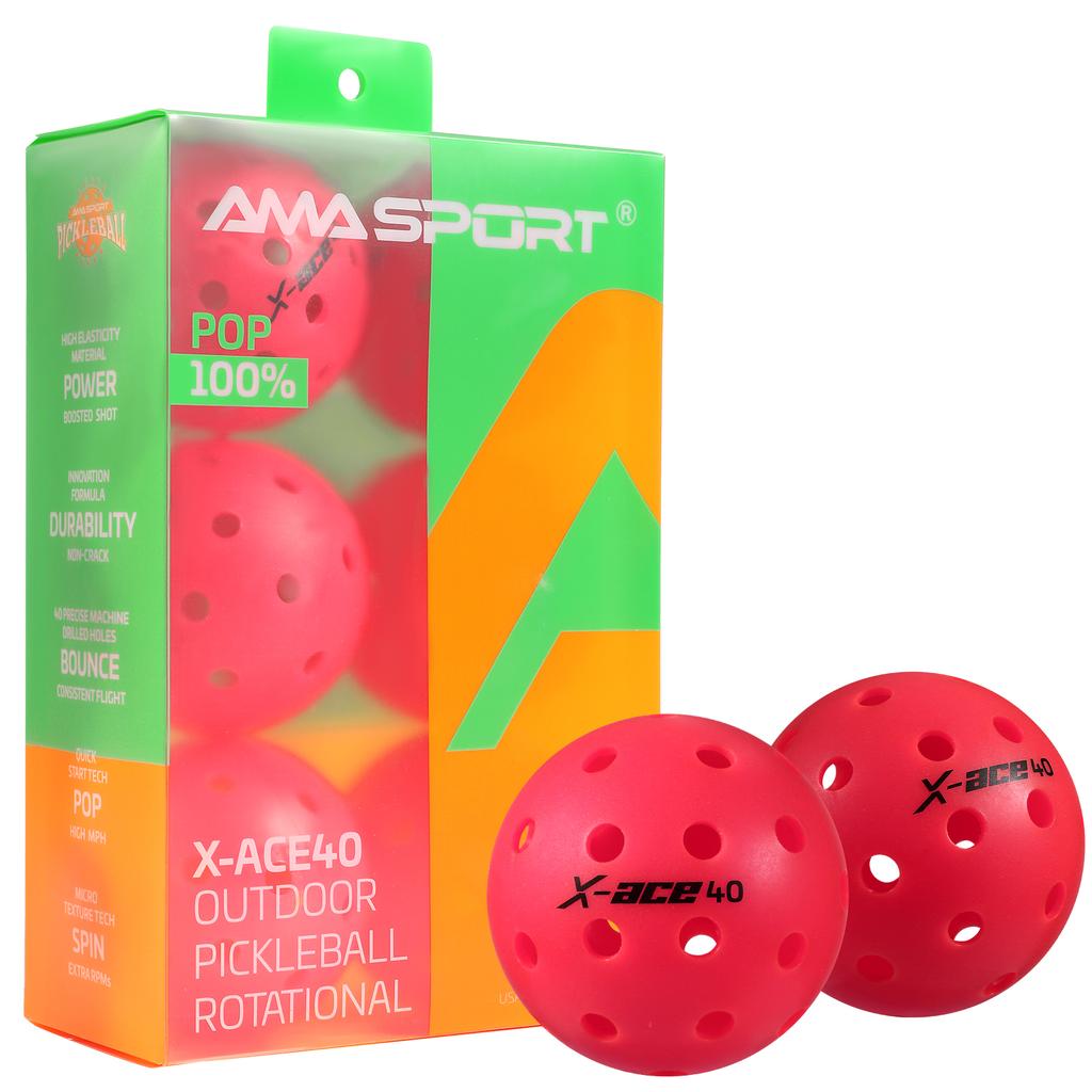 Мячи для пиклбола AMASPORT X-ACE40 Профессиональные Официальные Мячи для Пиклбола с Высоким Отскоком и Высокой Видимостью для Игр на Открытом Воздухе