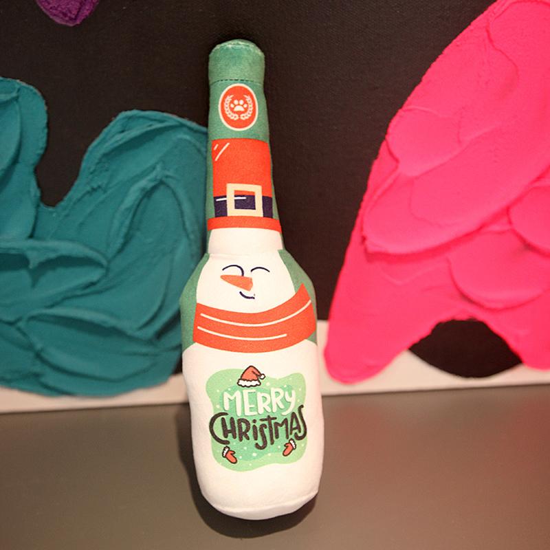 Рождественские игрушки для собак пищащие интерактивные красочные бутылка вина Санта Клаус рождественская елка игрушка для жевания питомца забавный подарок плюшевая игрушка