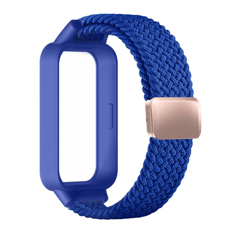 Плетеный ремешок+Чехол из ПК для Xiaomi mi band 9 8 active аксессуары спортивный магнитный Нейлоновый браслет correa+Чехол для Redmi band 3 2