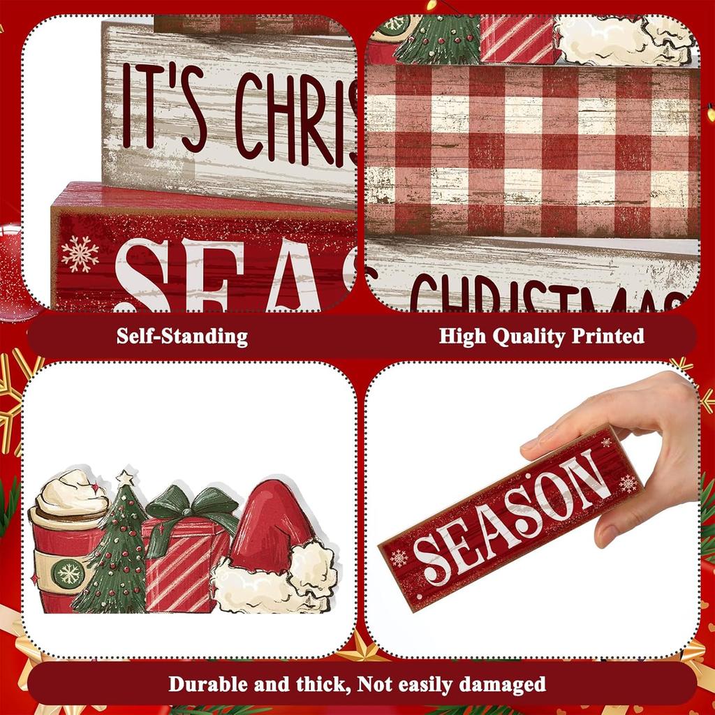 4Pcs Football Table Decorations Football Tiered Tray Decor Sport Game Centerpiece Sign Decorative Rugby Stack Block Gift for Fans Club Tailgate