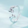 WOSTU 925 Sterling Silver Creative Pet Cat Opening Ring For Women Lovely Fox Animal Rings Girl Birthday Gift Party Accessories
