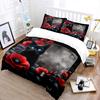 Black cat with red poppies print Bedding Set for Kids Luxury Gift 3pcs Digital Print Comforter Set Soft Comfortable Breathable