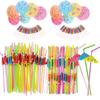 50 Pcs Cocktail Umbrella Drinking Straw Assorted Party/BBQ/Hawaiian Theme Straws Birthday Party Decorations Birthday Decor