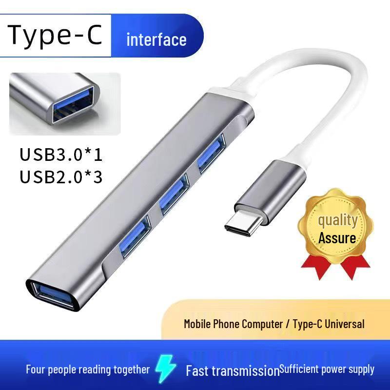Мини-хаб USB 3.0 Type-C, алюминиевый: Док-станция-разветвитель на 4 порта