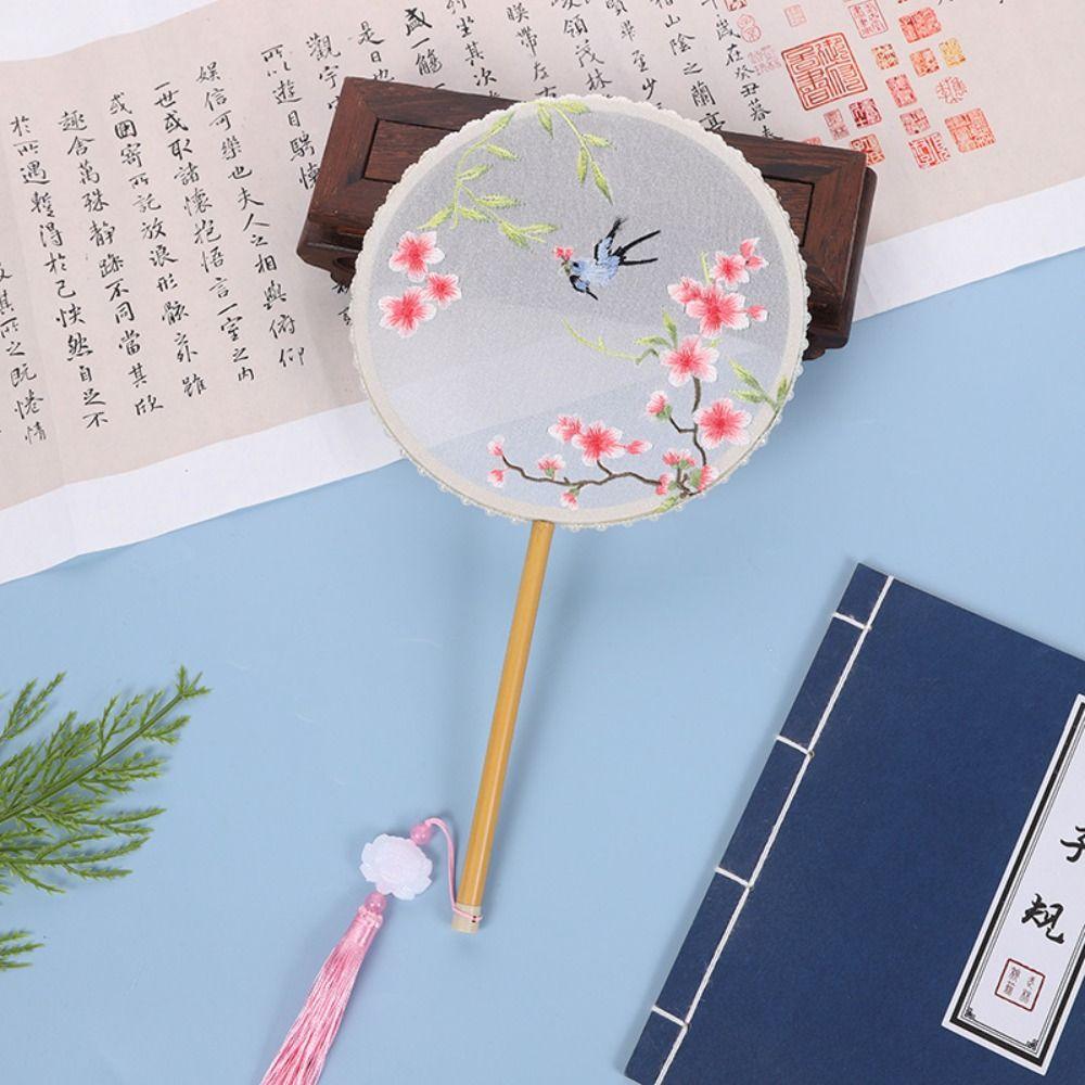 Вышитый круглый веер классический ручной веер аксессуары для вечеринок и танцев шелковый веер для женщин
