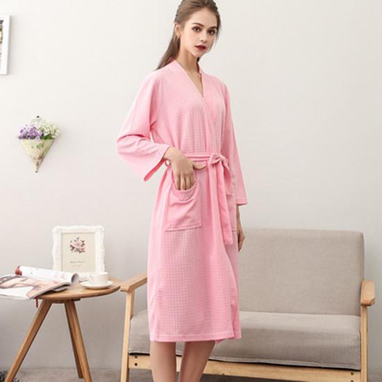 Newly Designed Spring and Autumn Home Wear Nightgown Waffle Bathrobe Quick-drying Couple Pajamas