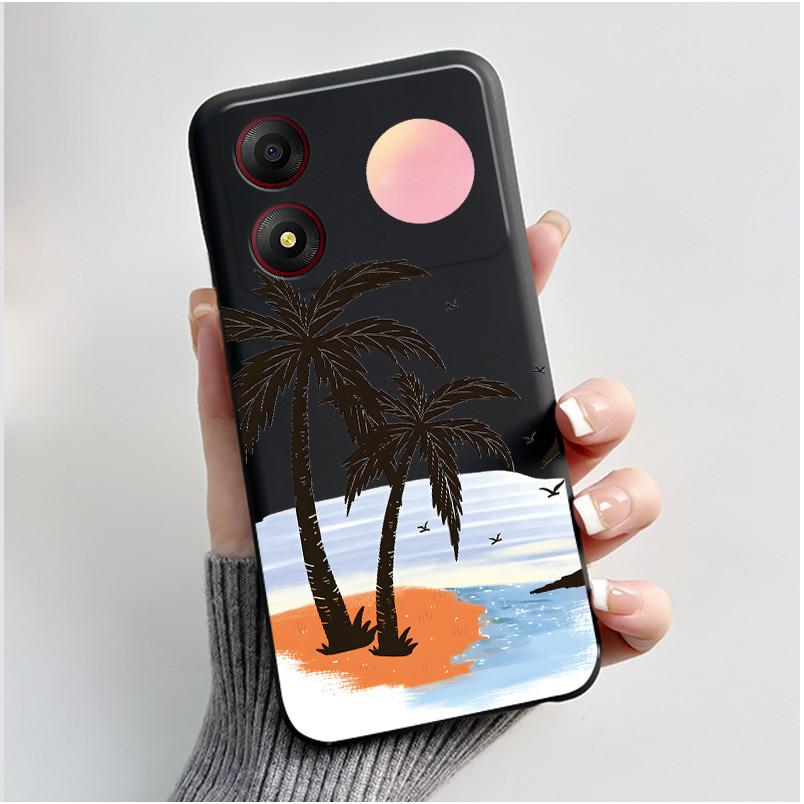 Casing For ZTE Blade A34 / A54 4G Phone Case Shell Aesthetic Cute Cat Astronaut Soft TPU Silicone Black Protective Cover Bumper