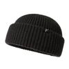 Black Oversized Winter Short Fisherman Beanie Merino Wool Blend Knit Skull Cap Warm Hat for Big Heads Men Women Cold Region Suitable [TOP-EX] XL/XXL