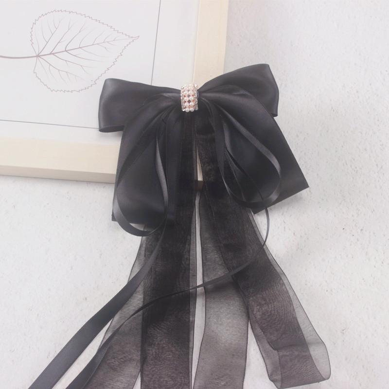 Sweet Large Bowknot Hair Clip For Women Girls Lolita Long Ribbon Solid Hairpin Cute Ponytail Hair Bands Fashion Hair Accessories