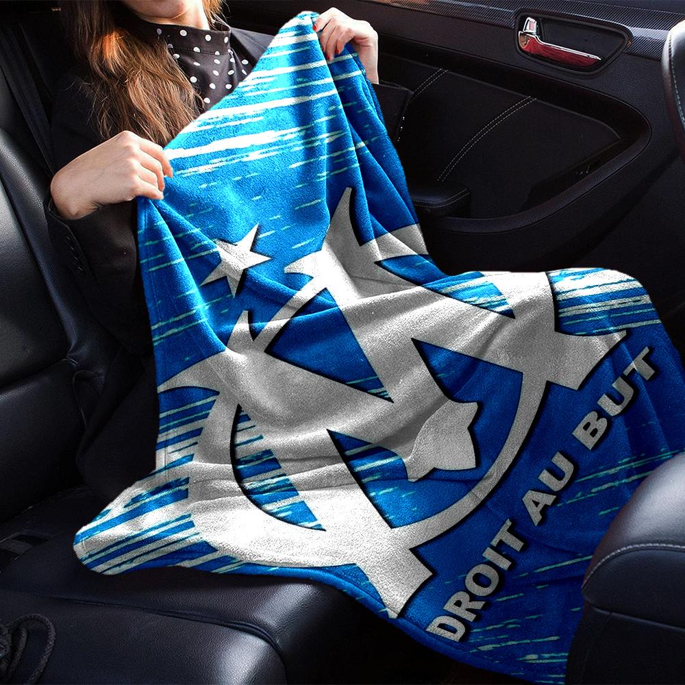 Olympique de Marseille Theme Printed Blanket - Perfect for Couch, Bed, Travel & Outdoor Use | Machine Washable, Cozy & Durable.