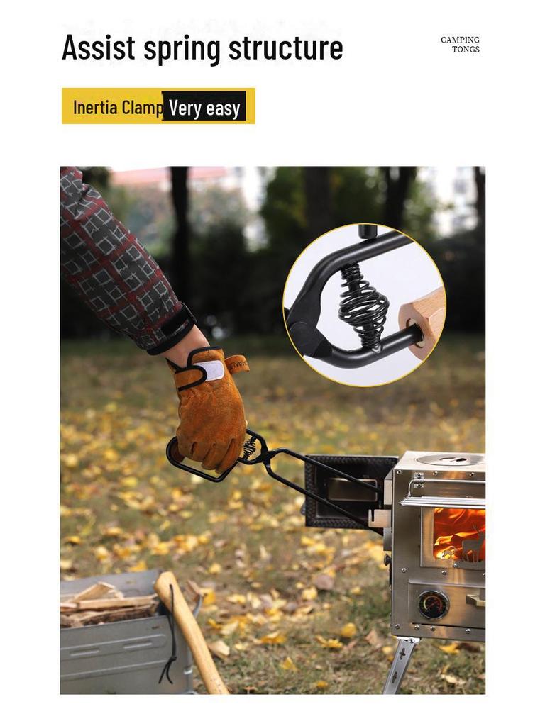 Extended Anti-Scalding Fire Tongs for Camping and Barbecue