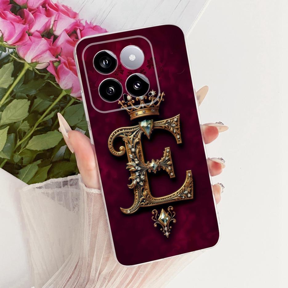 Чехол для Xiaomi Mi 14 Pro Милая Корона Буквы Прозрачный Силикон Мягкий Тонкий Чехол для Телефона Для Xiaomi 14 Pro Mi14 Pro 5G Чехлы Сумки