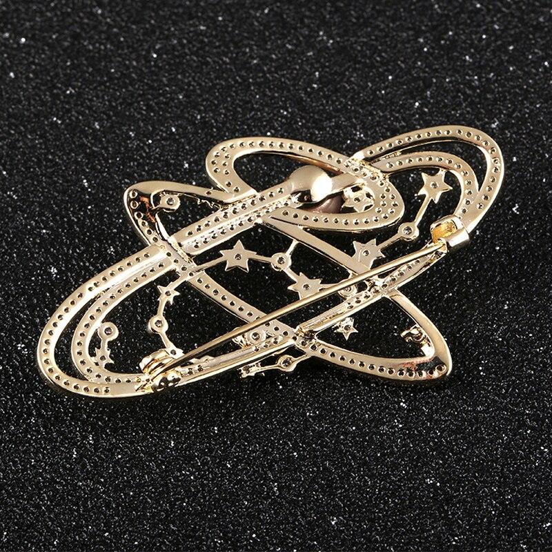 Blucome Planet Brooch Diamond Zircon Pins Women's Brooch for Coat Suit Bag Hijab Gifts