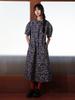 Vincent Navy Floral Short Sleeve Dress_Navy