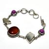 Carnelian Moonstone Rough Gemstone 925 Silver Plated Jewelry Bracelet 6-8"